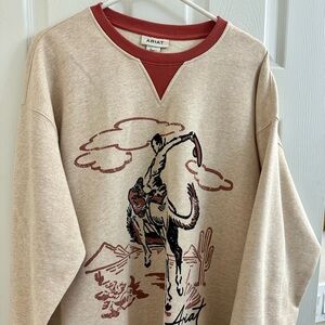 Ariat Women’s Tan and Red Graphic Crewneck Sweater
